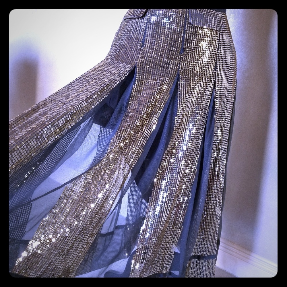 Soft Surrounding Sequin Skirt Gold Grey S